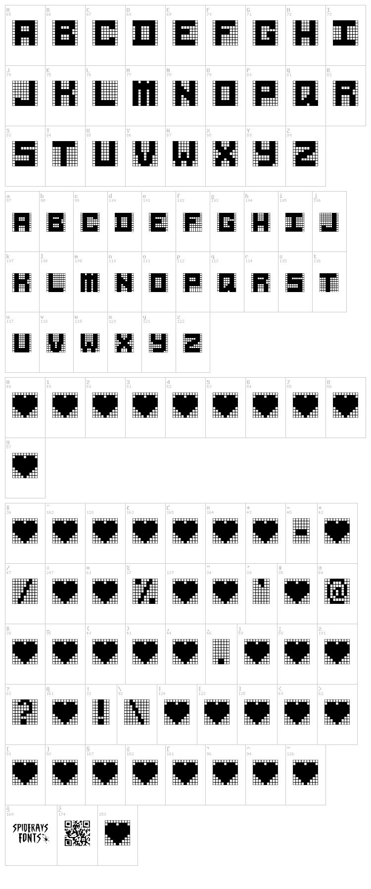 Rubiks Cube font map